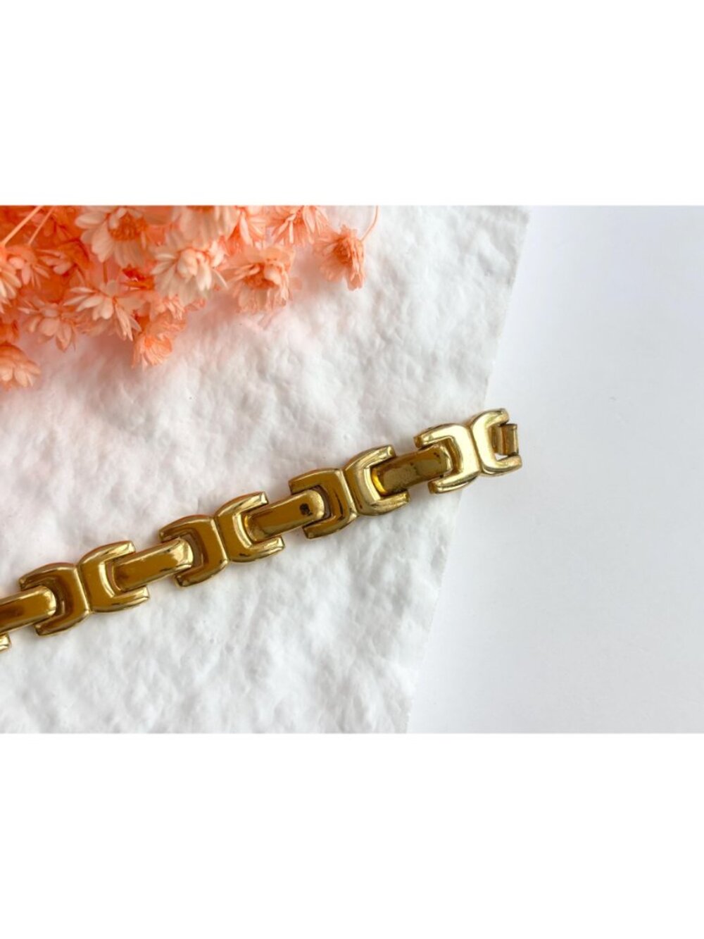 Fantasy Link Paneled Art Deco Inspired Gold Toned Chunky Vintage 80's Bracelet - Picture 2 of 13